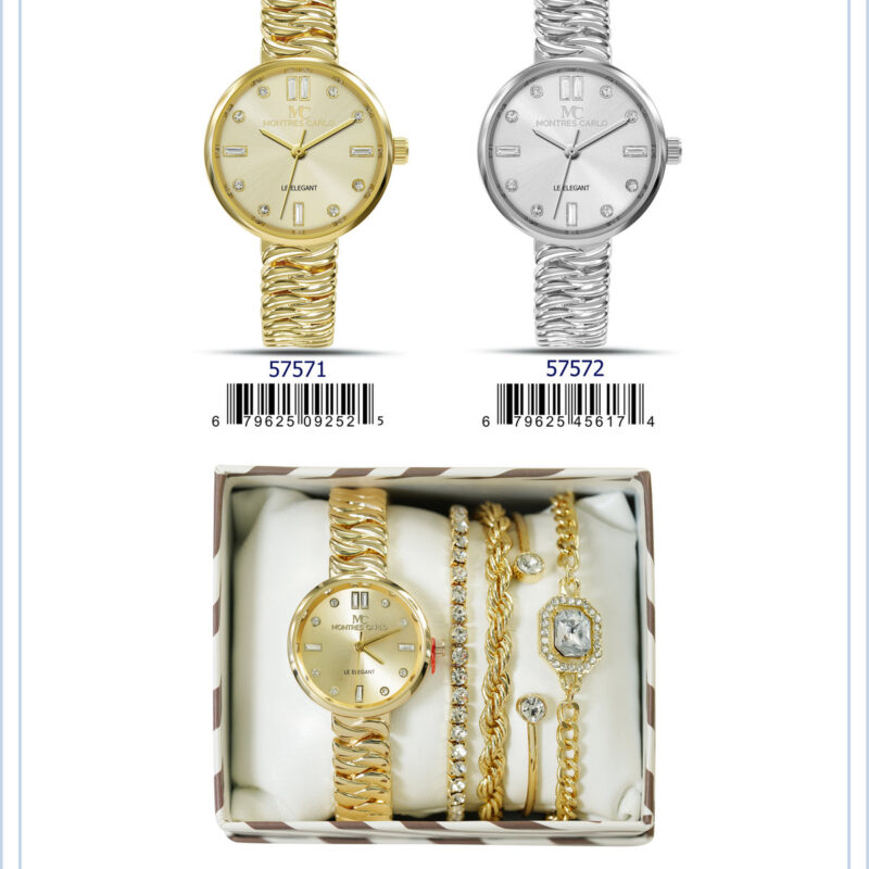 DACQA Jewellery Gift Box with Metal Watch – Gold