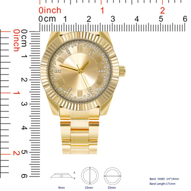 DACQA Jewellery Gift Box with Metal Watch – Gold