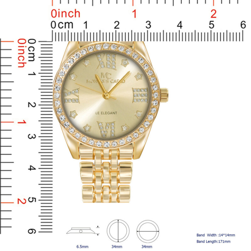 DACQA Jewellery Gift Box with Metal Watch – Gold