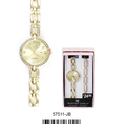 DACQA Jewellery Gift Box with Metal Watch – Gold