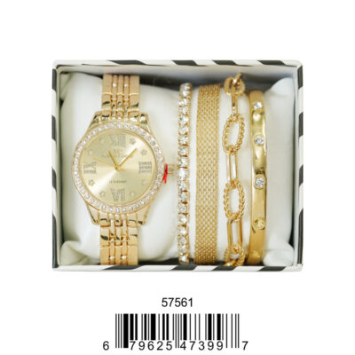 DACQA Jewellery Gift Box with Metal Watch – Gold