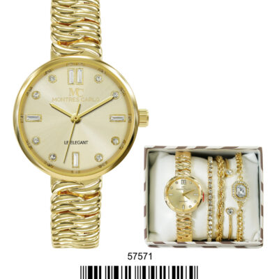 DACQA Jewellery Gift Box with Metal Watch – Gold