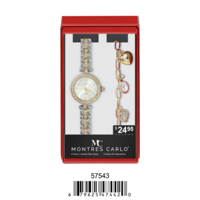 DACQA Jewellery Gift Box with Metal Watch – Gold/Silver