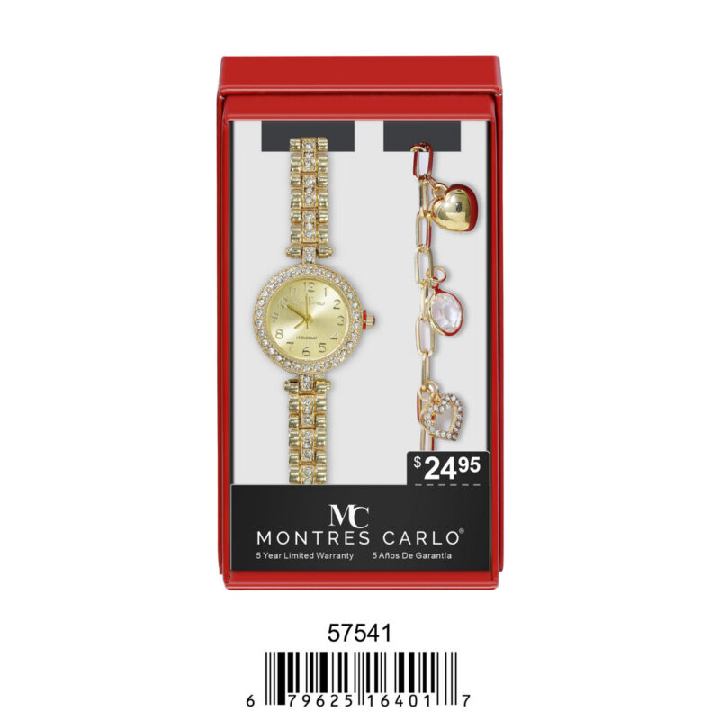 DACQA Jewellery Gift Box with Metal Watch – Gold/Silver