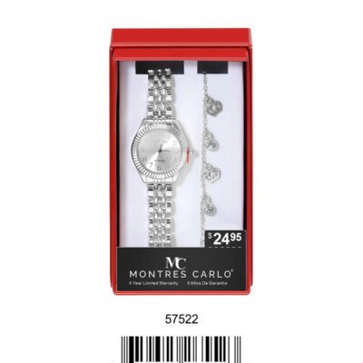 DACQA Jewellery Gift Box with Metal Watch – Silver