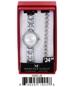 DACQA Jewellery Gift Box with Metal Watch – Silver