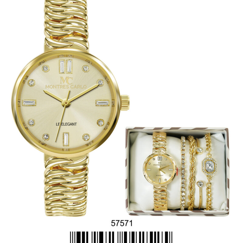 DACQA Jewellery Gift Box with Metal Watch – Silver