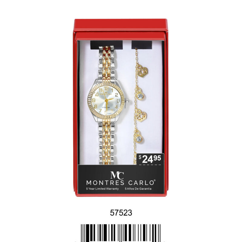 DACQA Jewellery Gift Box with Metal Watch – Silver