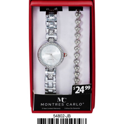 DACQA Jewellery Gift Box with Metal Watch – Silver