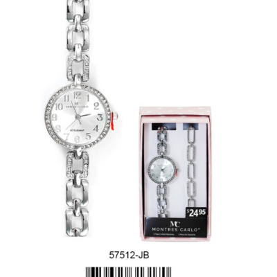 DACQA Jewellery Gift Box with Metal Watch – Silver