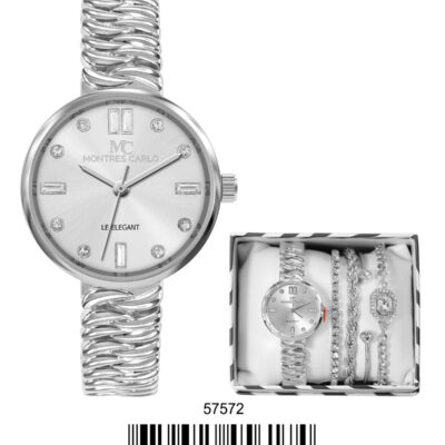 DACQA Jewellery Gift Box with Metal Watch – Silver