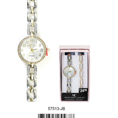 DACQA Jewellery Gift Box with Metal Watch – Two-Tone