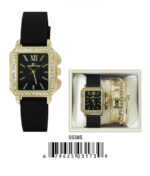 DACQA Jewellery Gift Box with PU Band Watch – Black/Black
