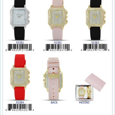 DACQA Jewellery Gift Box with PU Band Watch – Gold/Red