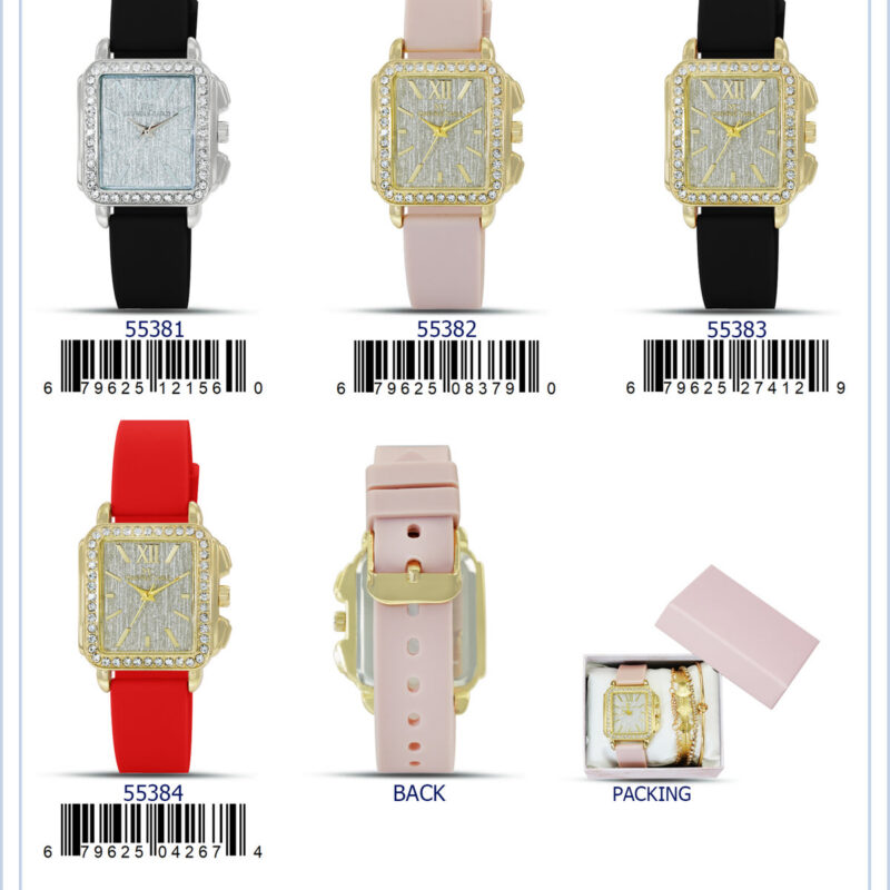 DACQA Jewellery Gift Box with PU Band Watch – Gold/Red