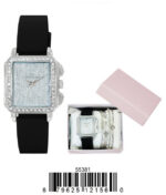 DACQA Jewellery Gift Box with PU Band Watch – Gold/Red
