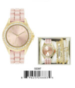 DACQA Jewellery Gift Box with PU Band Watch – Pink