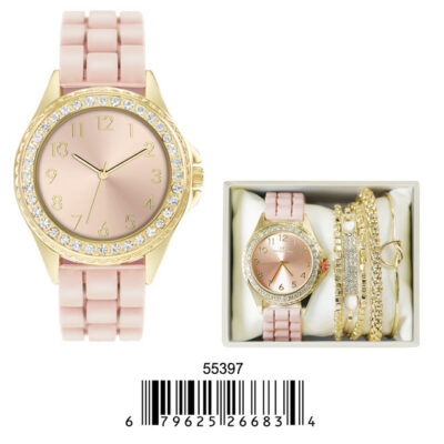 DACQA Jewellery Gift Box with PU Band Watch – Pink