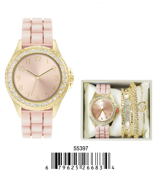 DACQA Jewellery Gift Box with PU Band Watch – Pink DACQA Jewellery Gift Box with PU Band Watch – Pink