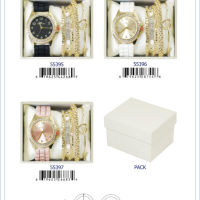 DACQA Jewellery Gift Box with PU Band Watch – White