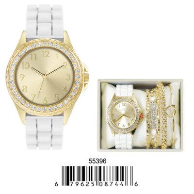 DACQA Jewellery Gift Box with PU Band Watch – White