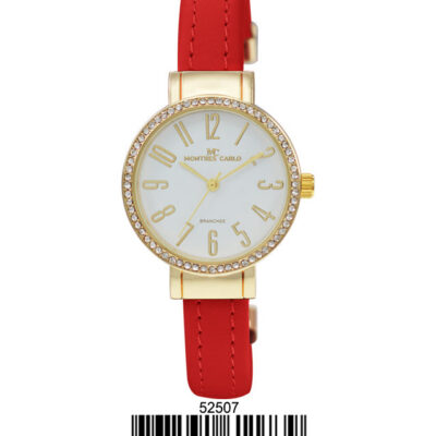 DACQA Leather Cuff Watch – Red