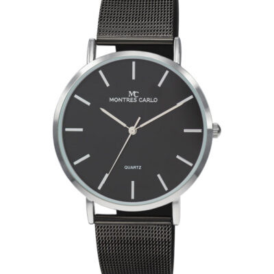DACQA Mesh Band Watch – Silver/Black/Black