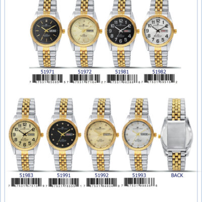 DACQA Metal Band Day and Date Watch