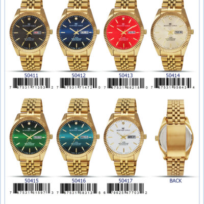 DACQA Metal Band Day and Date Watch – Gold/Green