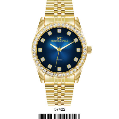 DACQA Metal Band Watch – Gold/Blue