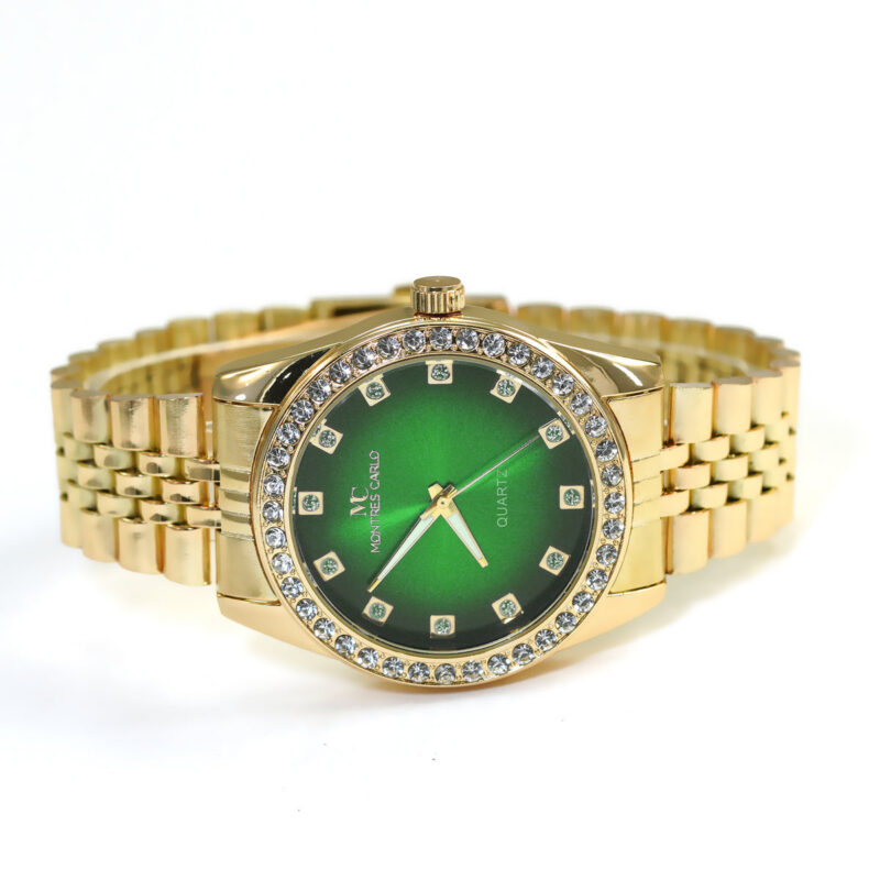 DACQA Metal Band Watch – Gold/Green