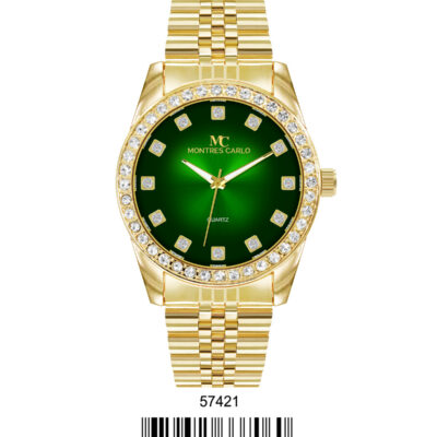 DACQA Metal Band Watch – Gold/Green
