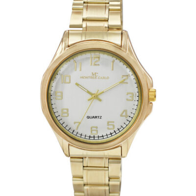 DACQA Metal Band Watch – Gold/White