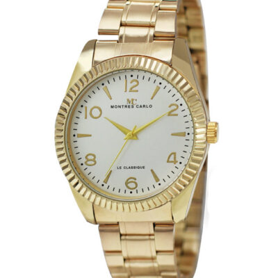 DACQA Metal Band Watch – Gold/White