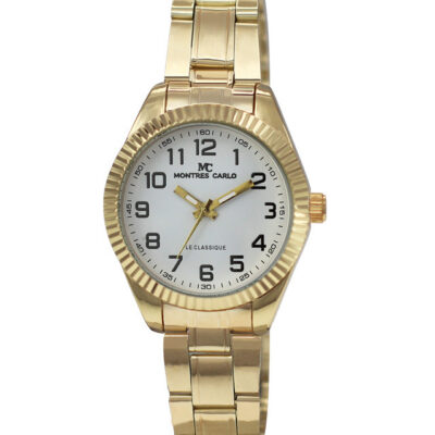 DACQA Metal Band Watch – Gold/White