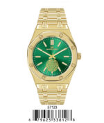 DACQA Metal Band Watch – Green/Gold