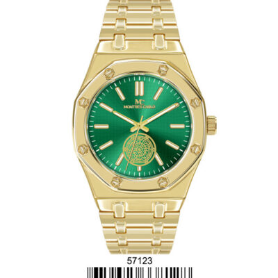 DACQA Metal Band Watch – Green/Gold