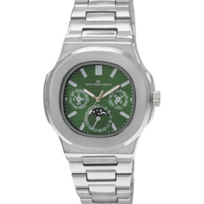 DACQA Metal Band Watch – Silver/Green