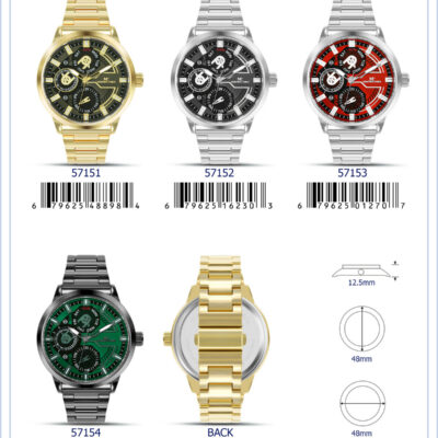 DACQA Metal Band Watch – Silver/Red