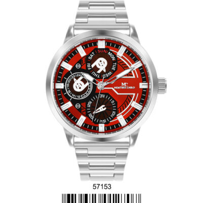 DACQA Metal Band Watch – Silver/Red