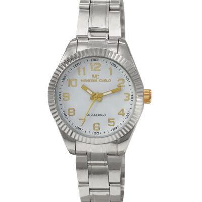 DACQA Metal Band Watch – Silver/White