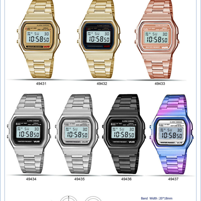 DACQA Retro Digital Watch – Gold