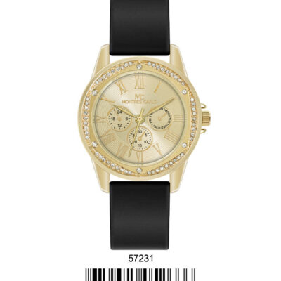 DACQA Silicone Band Watch – Black/Gold