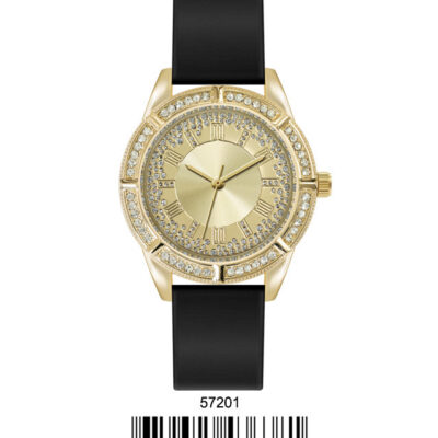 DACQA Silicone Band Watch – Black/Gold