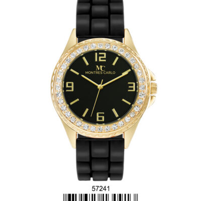 DACQA Silicone Band Watch – Black/Gold