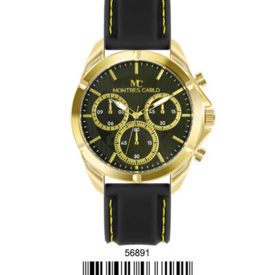 DACQA Silicone Band Watch – Gold/Black