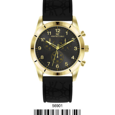DACQA Silicone Band Watch – Gold/Black