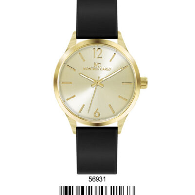 DACQA Silicone Band Watch – Gold/Black/Gold