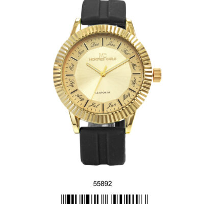 DACQA Silicone Band Watch – Gold/Gold/Black
