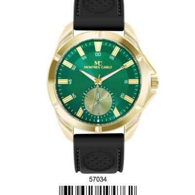 DACQA Silicone Band Watch – Gold/Green/Black
